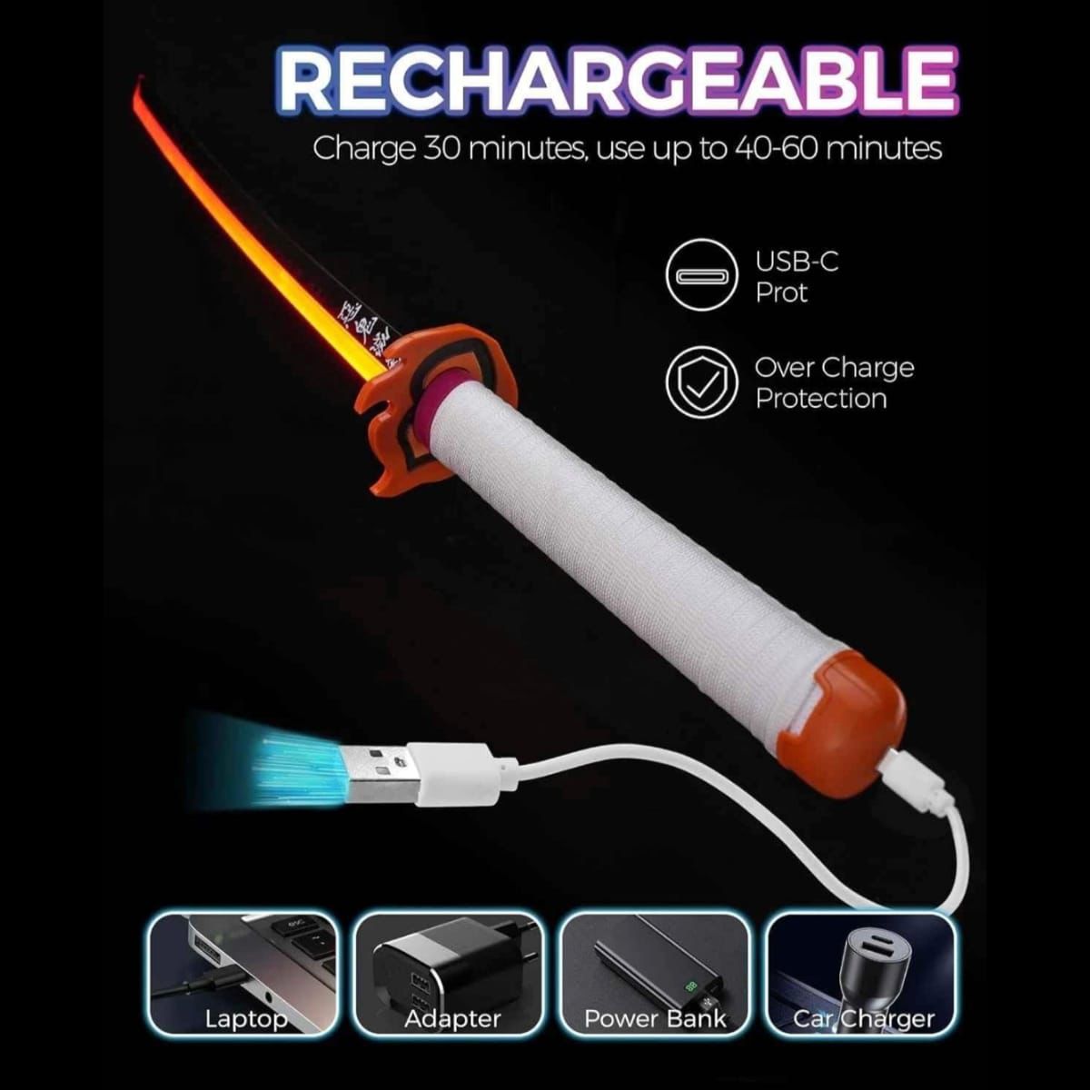 Luminous Anime LED Sword (Rechargeable)